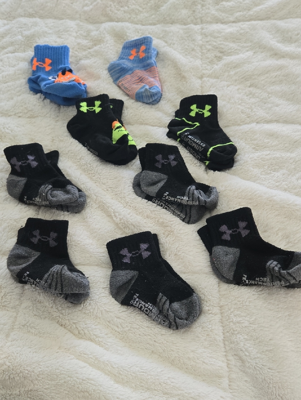Under Armour Toddler Sock Pack - Black, Gray & Blue with Neon Accents
